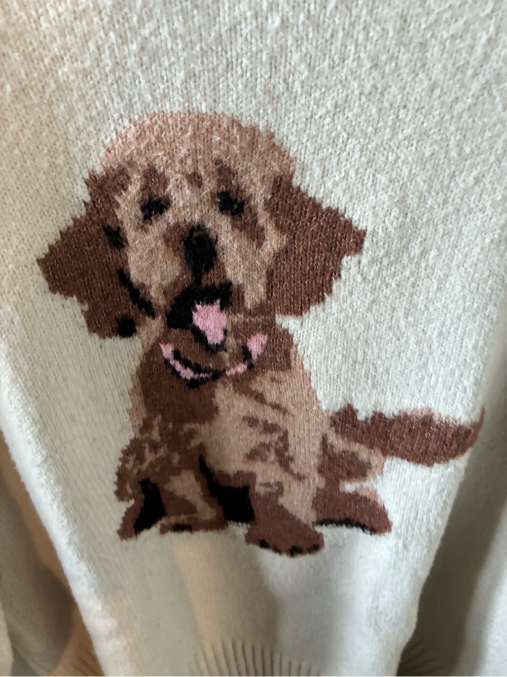 Hazel Moon sz XL Cream Sweater with Brown Puppy Motif - Picture 2 of 8